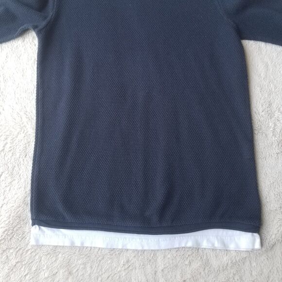 Zara Man Sweater Men's M Blue Crewneck Woven Textured Fisherman Neutral - Picture 3 of 8